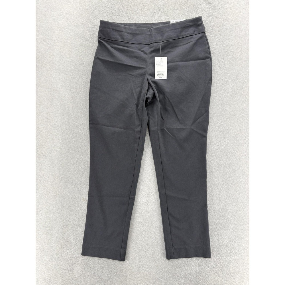 Croft & Barrow Effortless Stretch Pants Womens 8P Petite Gray Twill Pull On NWT